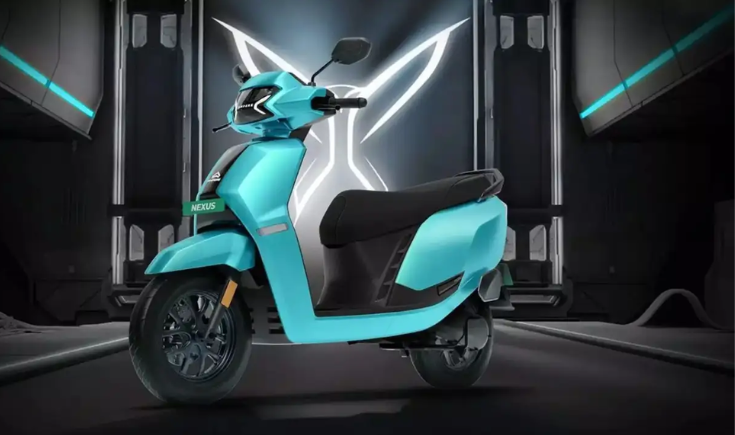 Futuristic Ampere Nexus ST electric scooter in showroom