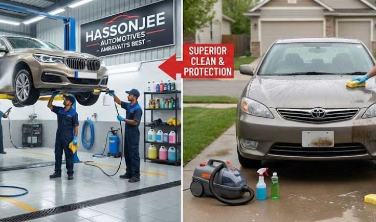 Professional Car Washing and Underbody Cleaning at Hassonjee Automotives Amravati