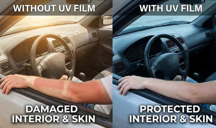 Installing UV protection car film at Hassonjee Automotives Amravati
